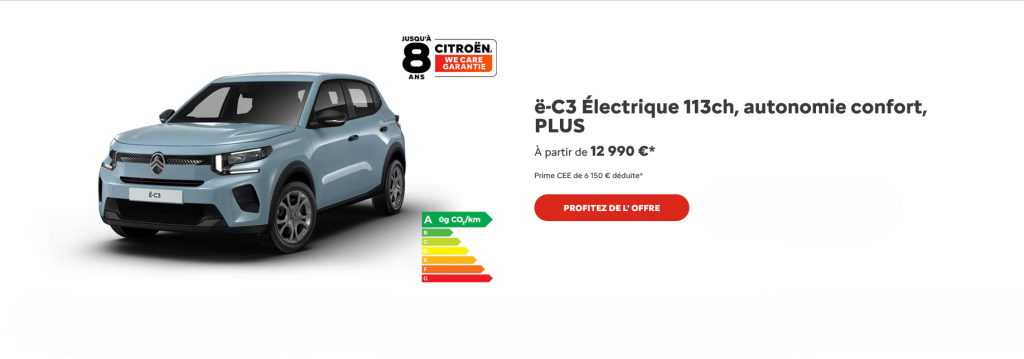 Offre CITROEN �-C3 Electrique